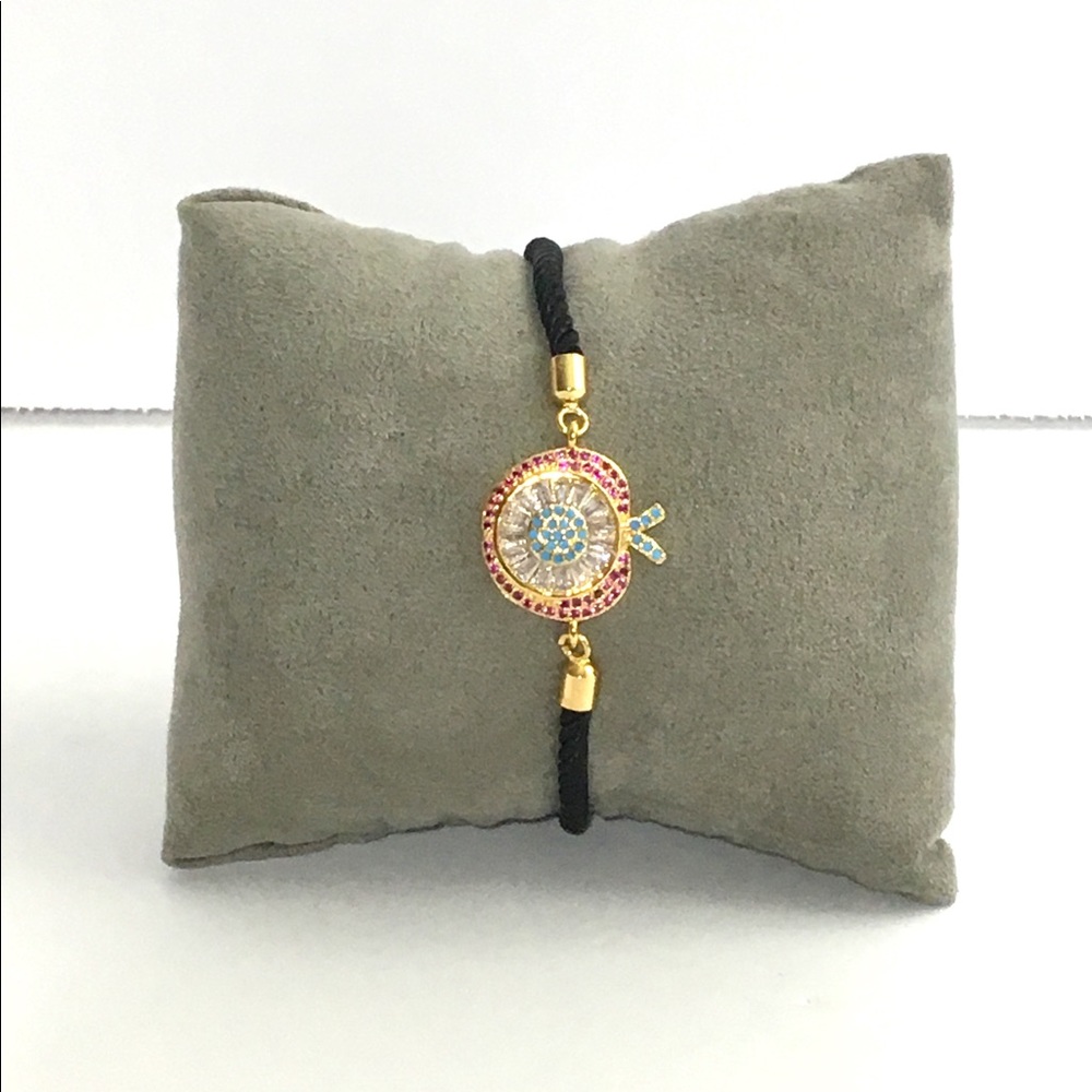 charm bracelet With Black String with Apple Shape.